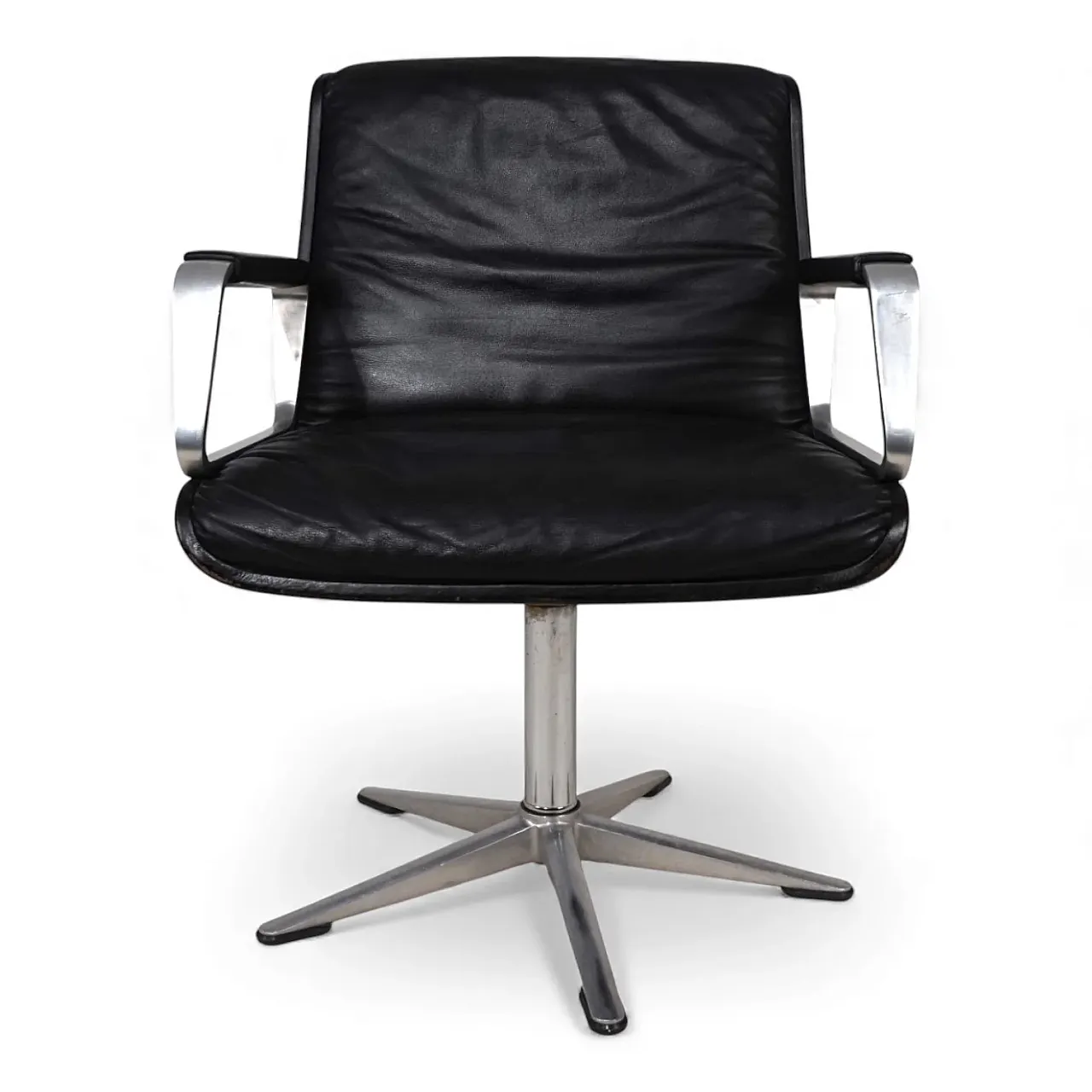 Wilkhahn Delta leather swivel chair by Delta Group, 1960s 7