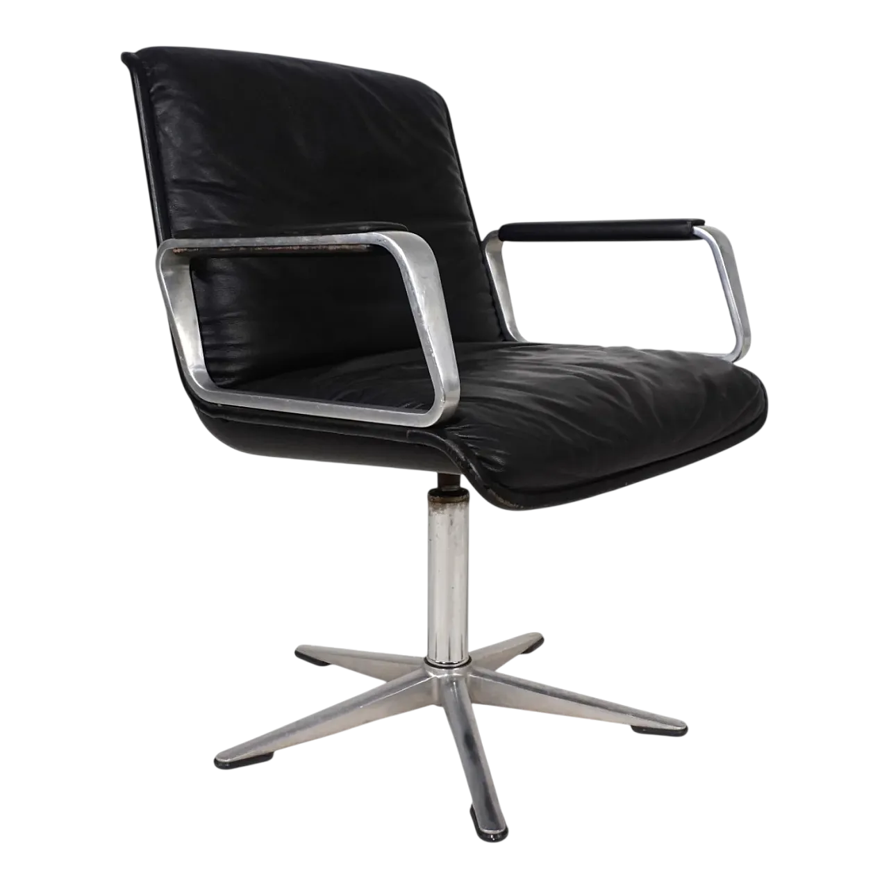 Wilkhahn Delta leather swivel chair by Delta Group, 1960s 11