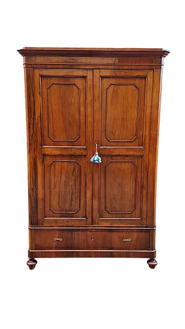 Emilian walnut-veneered wardrobe, 19th century