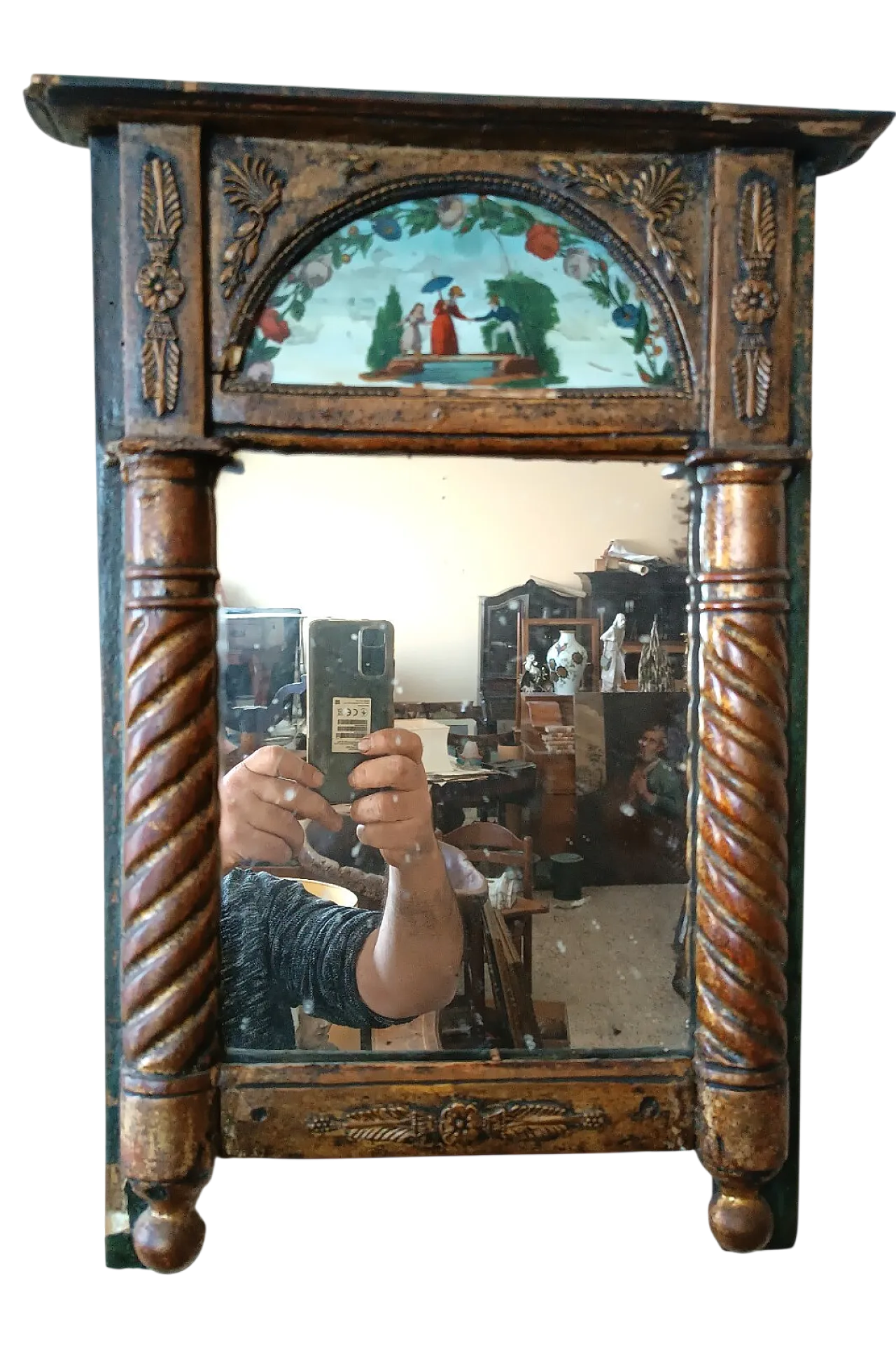Small mirror Empire in gilded wood painted on glass, 19th century 7