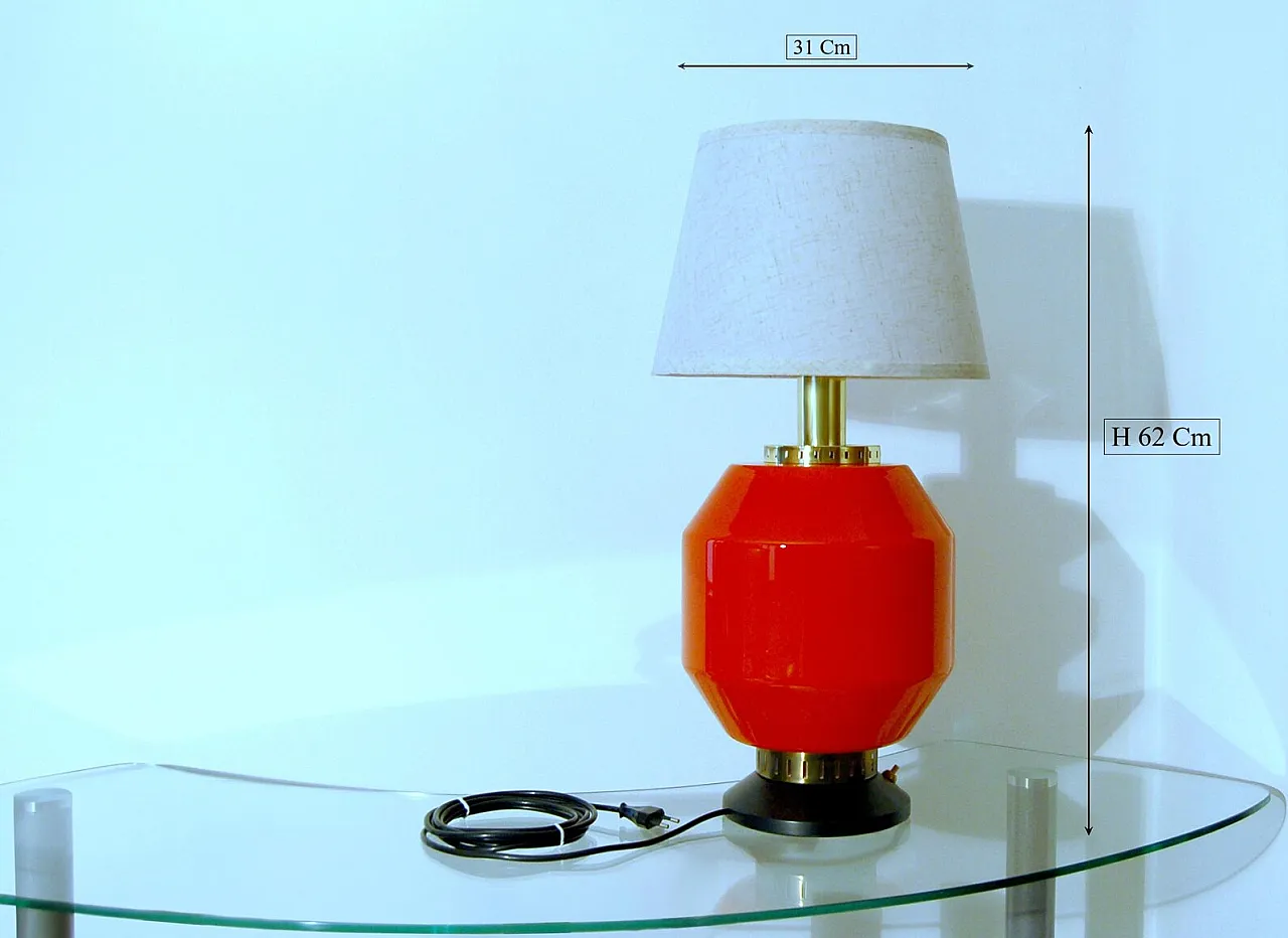 Table lamp in red glass by Stilnovo, 1960s 3
