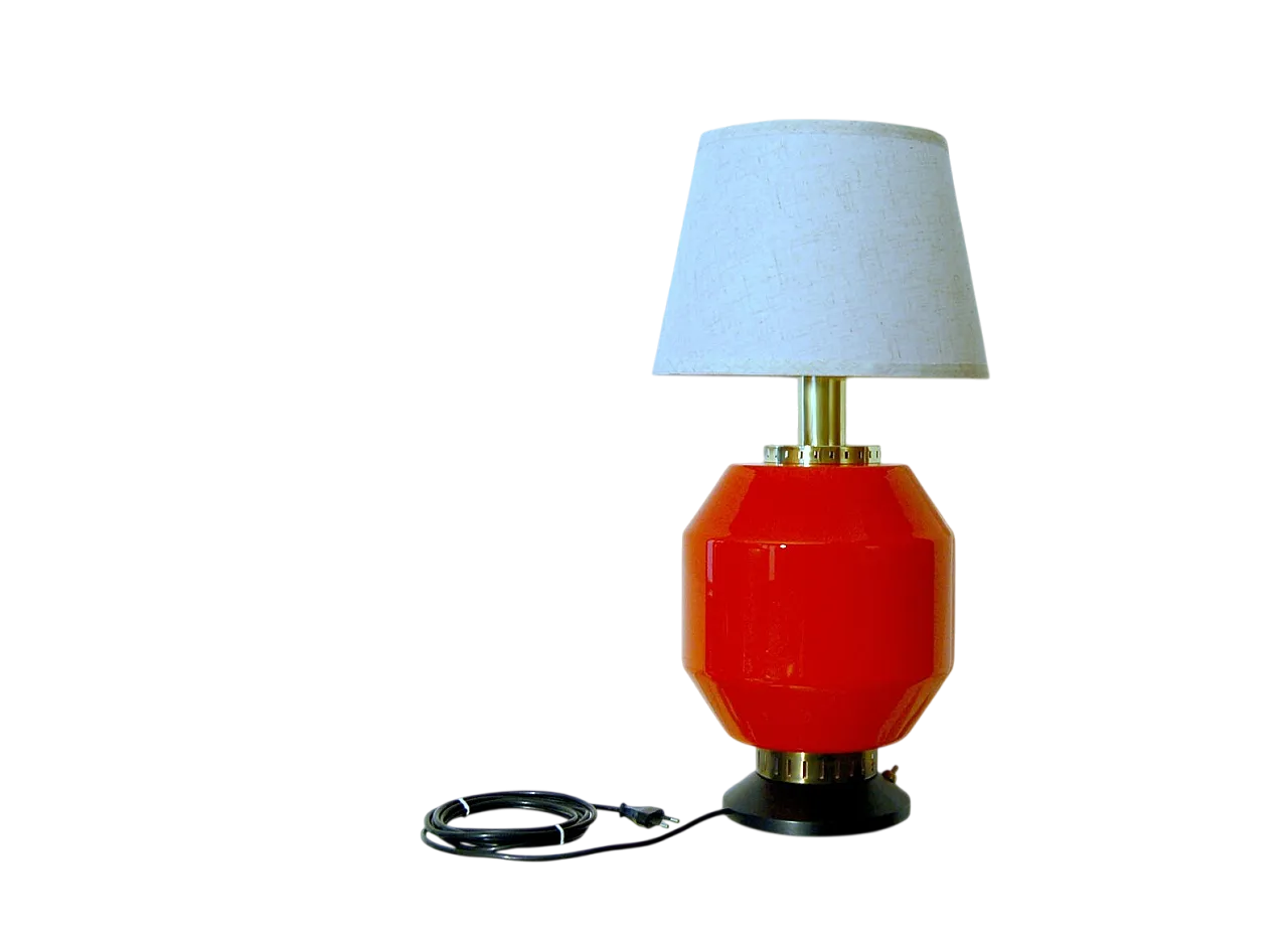 Table lamp in red glass by Stilnovo, 1960s 8