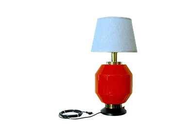 Lampada da tavolo in vetro rosso di Stilnovo, anni '60