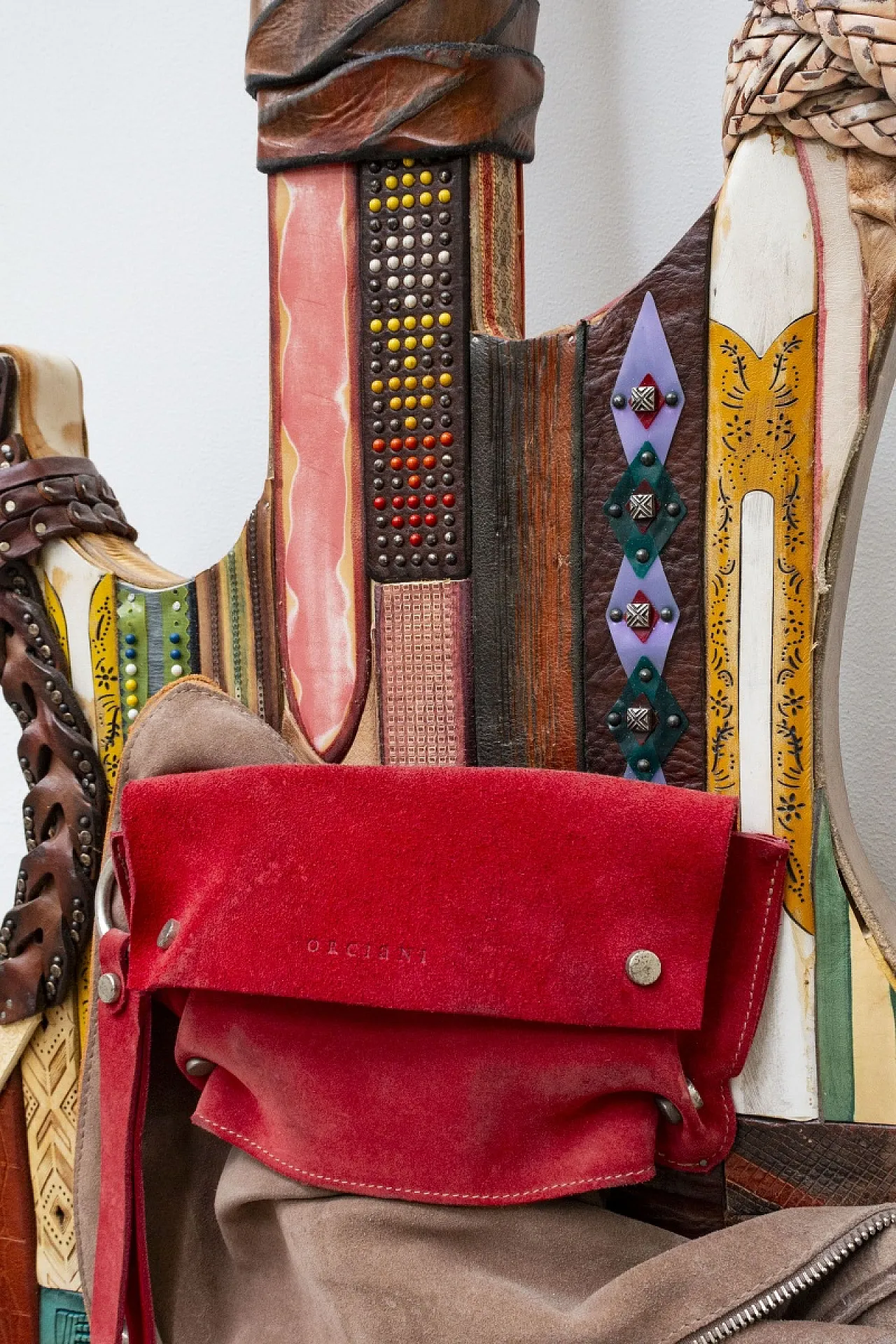 Leather-covered handcrafted guitar, 20th century 2