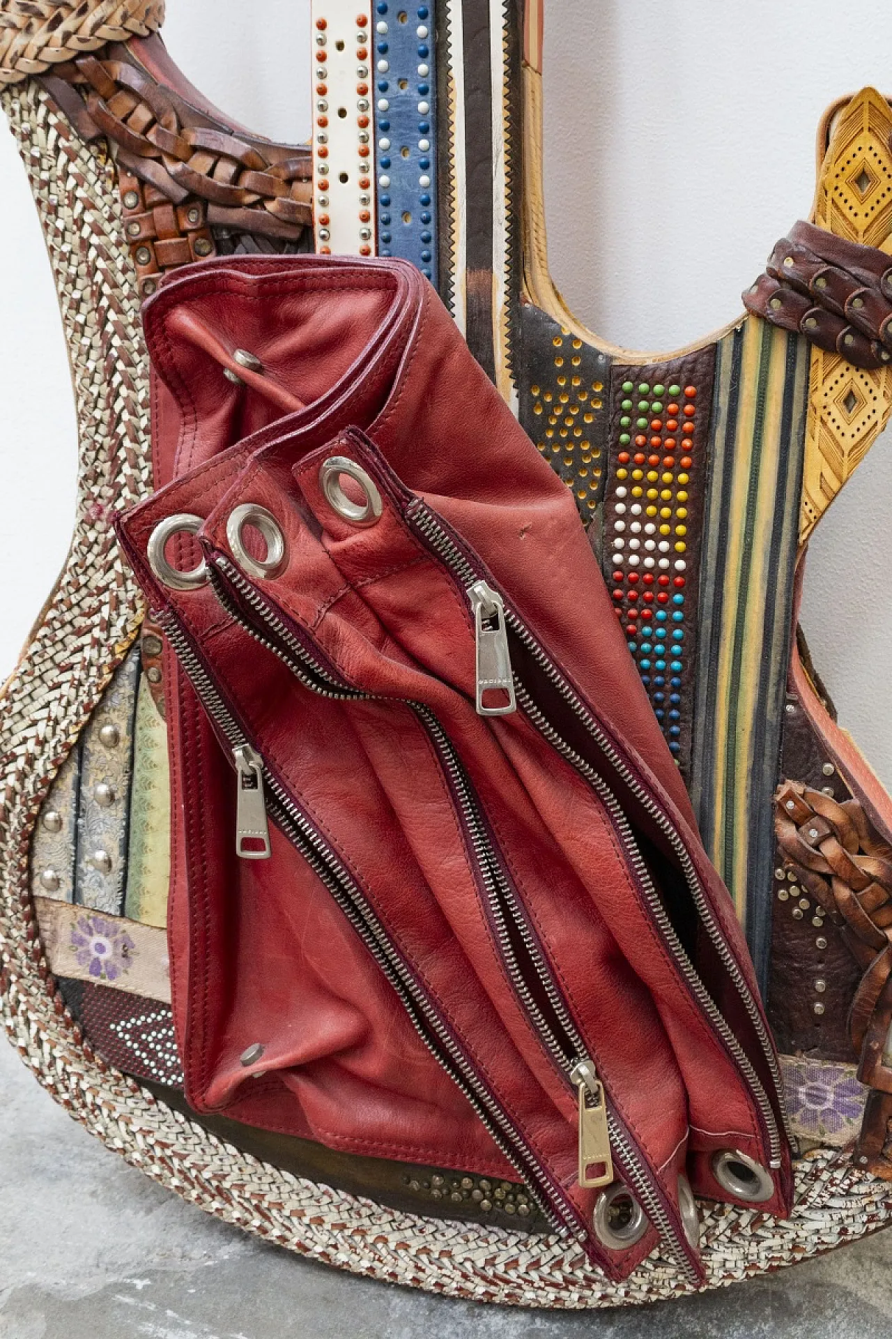 Leather-covered handcrafted guitar, 20th century 5