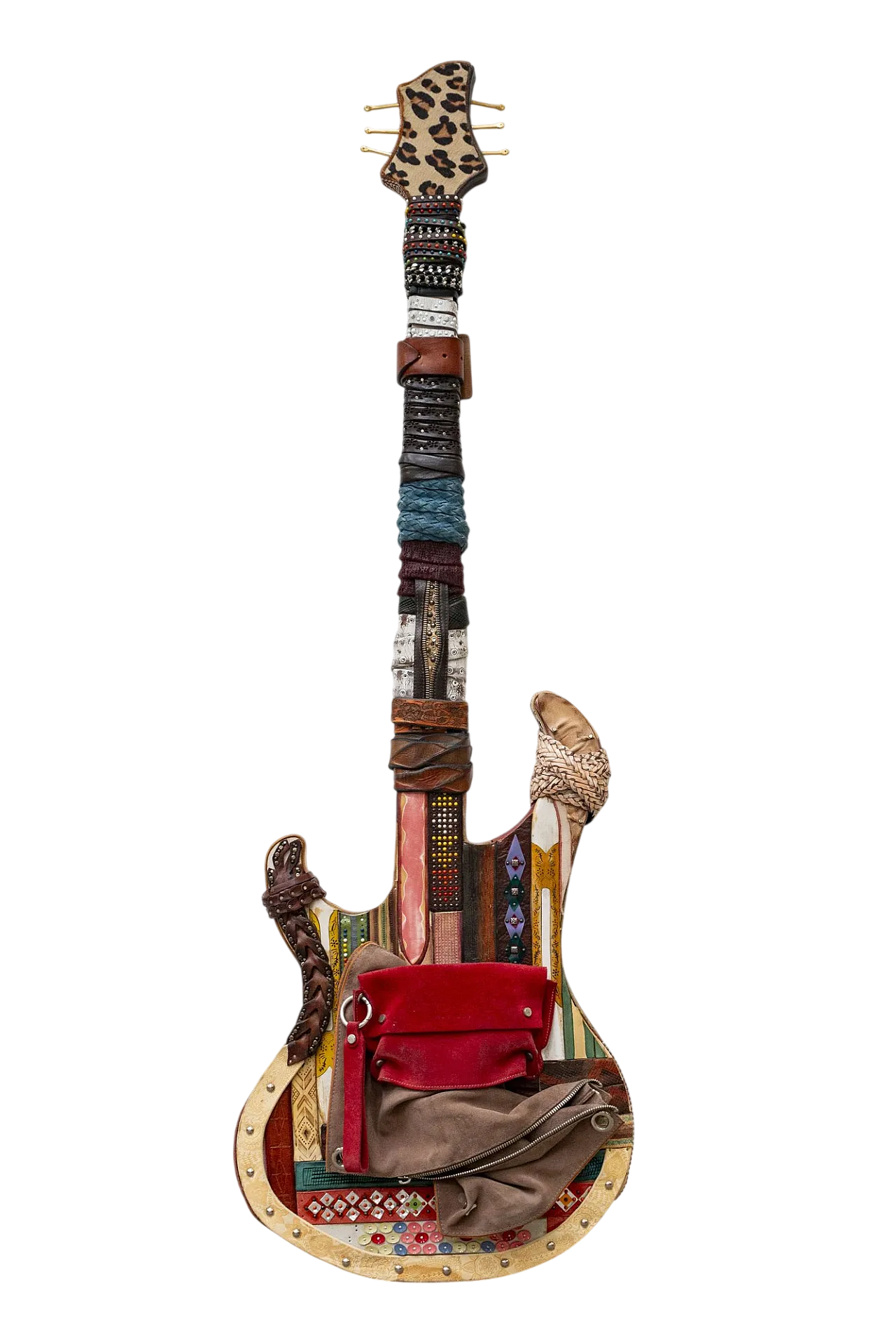 Leather-covered handcrafted guitar, 20th century 15
