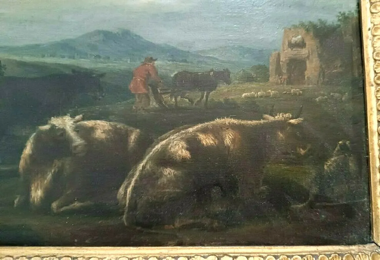 Paesaggi bucolici, coppia di dipinti olio su tavola, '700 10