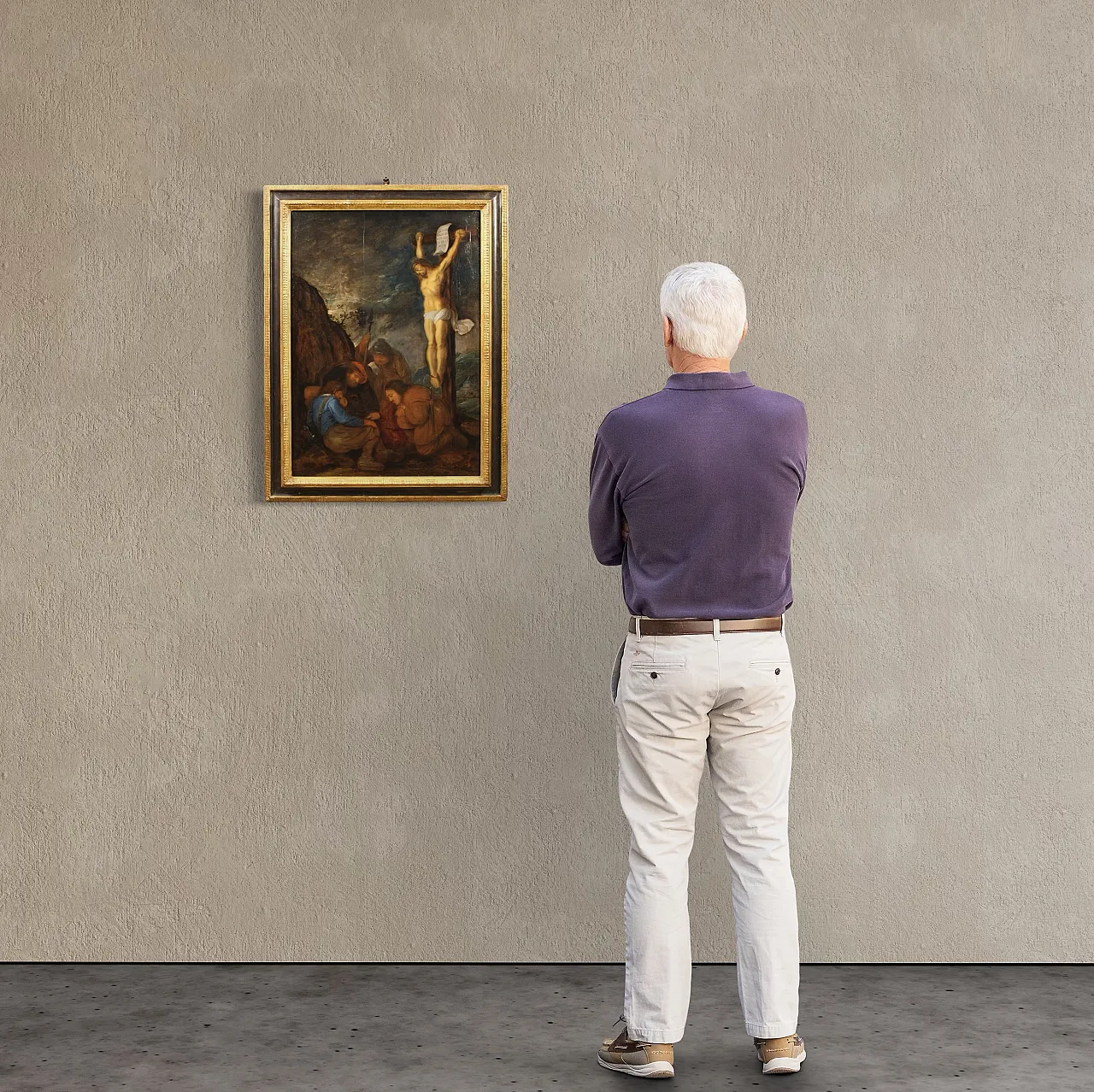 Flemish panel crucifixion with soldiers, 17th century 2