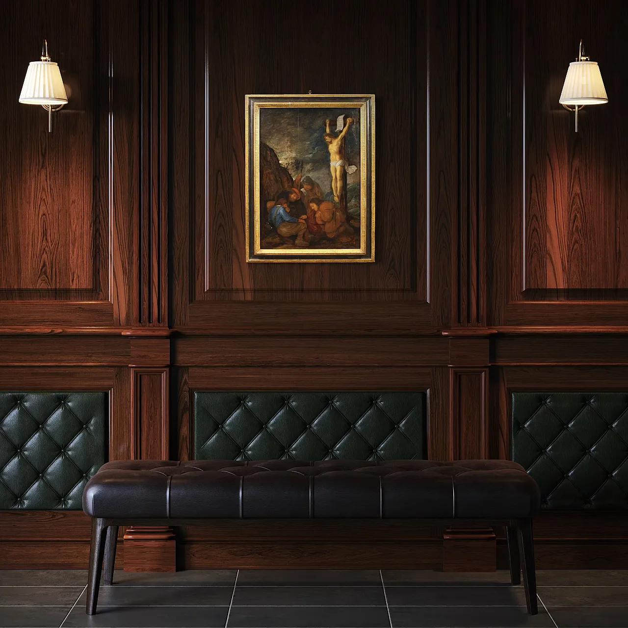 Flemish panel crucifixion with soldiers, 17th century 4