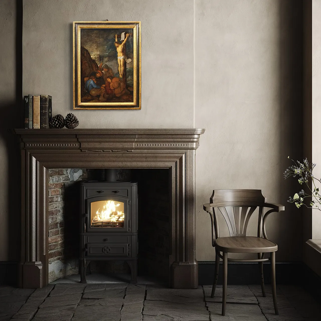 Flemish panel crucifixion with soldiers, 17th century 13