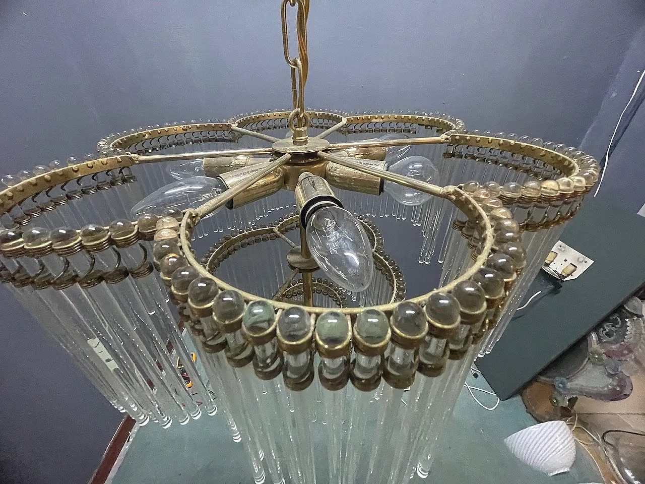 Lampadario vintage in vetro di Murano, anni '60 3