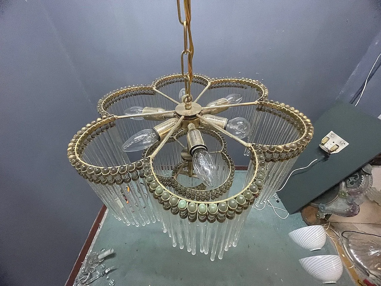 Lampadario vintage in vetro di Murano, anni '60 6
