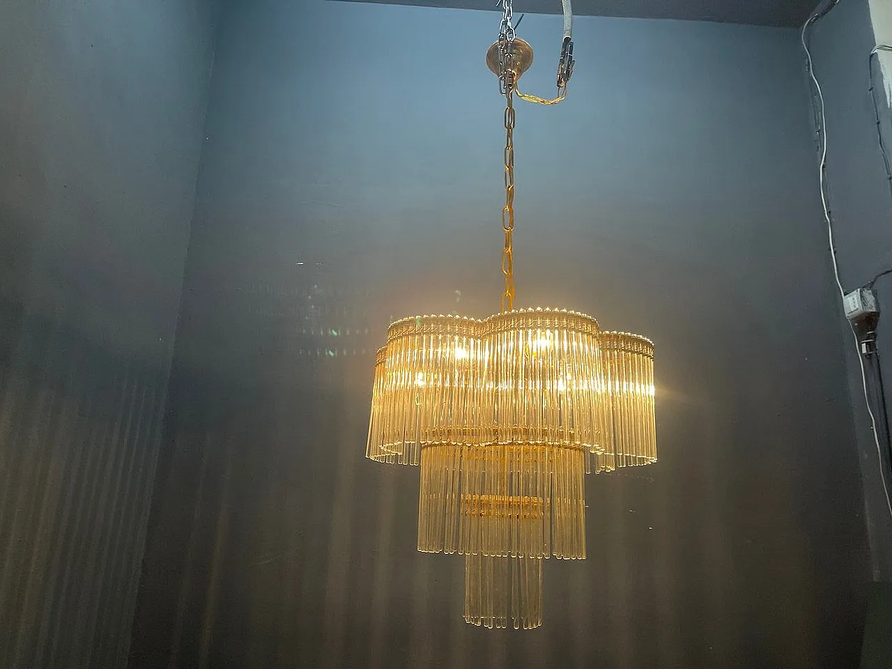 Lampadario vintage in vetro di Murano, anni '60 9