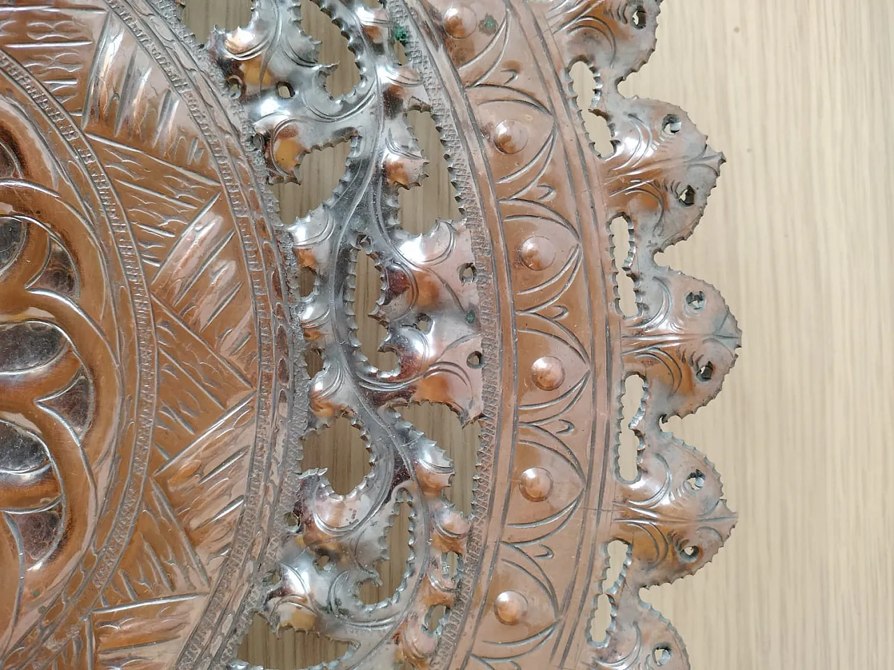 Ornamental plate in Egidio Casagrande style, in copper, 1950s 4