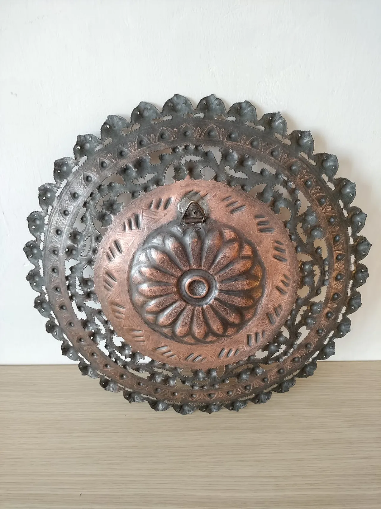 Ornamental plate in Egidio Casagrande style, in copper, 1950s 6