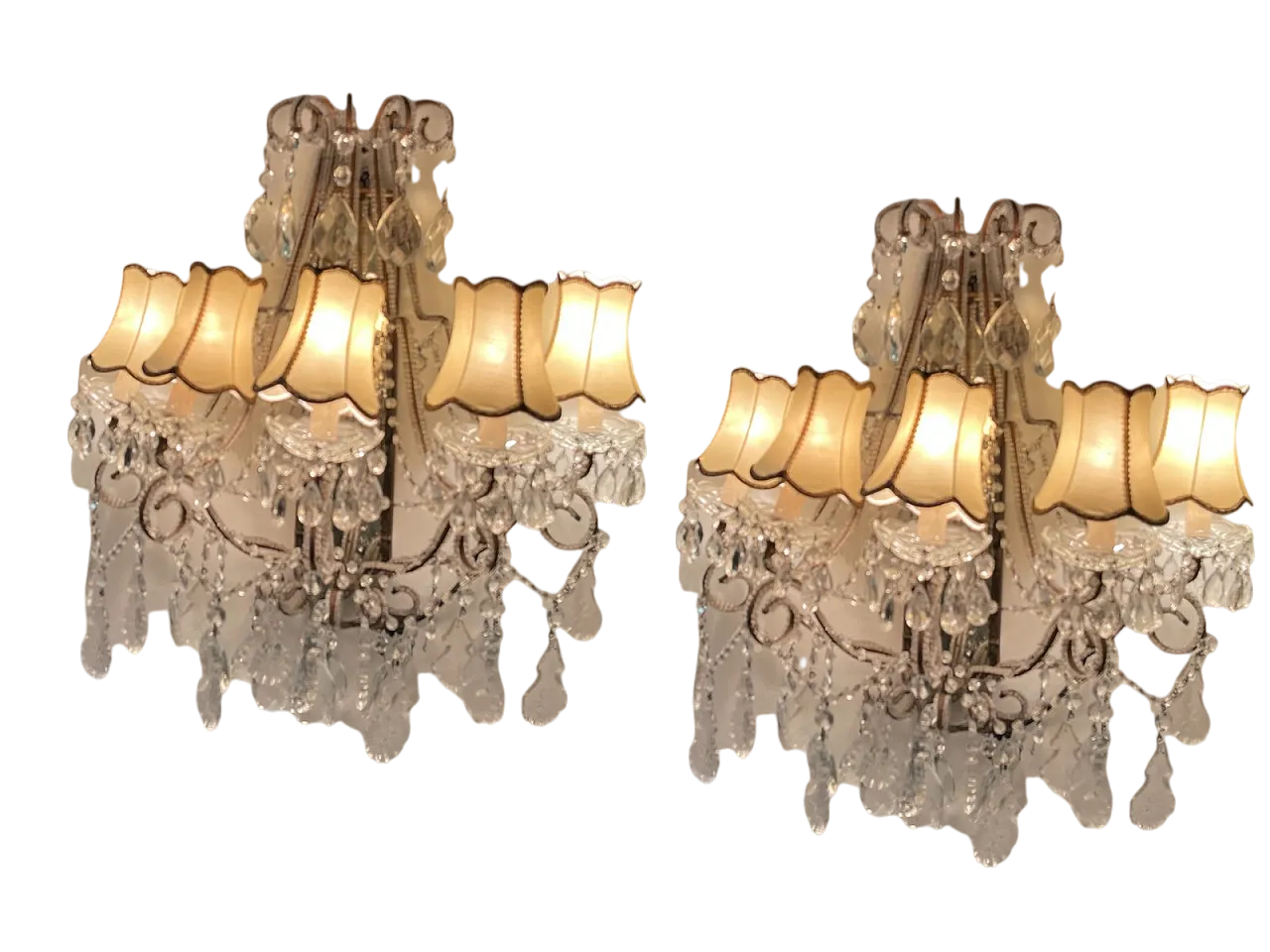 Coppia di applique grandi antiche in cristallo specchiato, anni '30 15