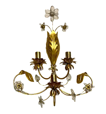 Applique grande in vetro di Murano dorato