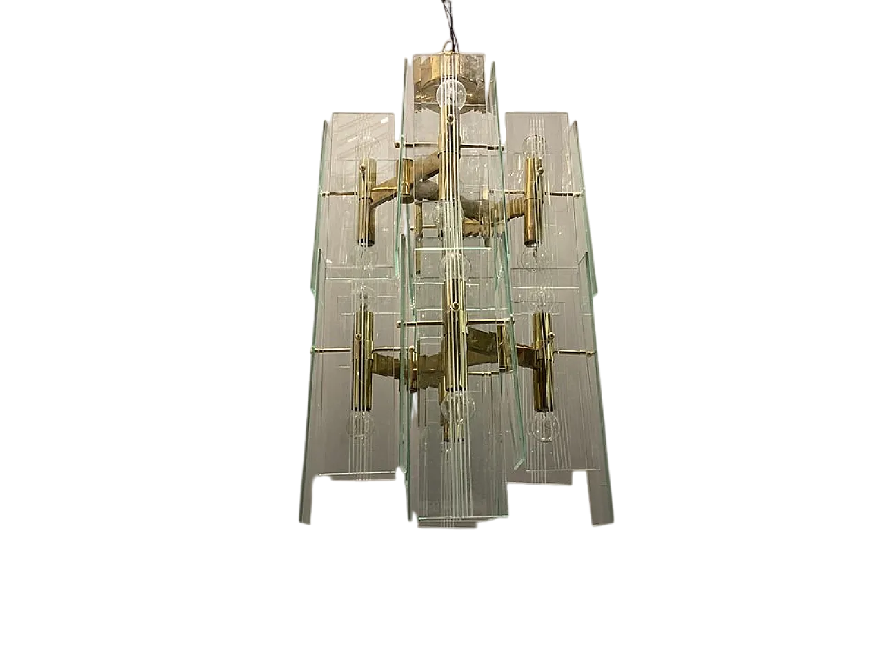 Mid-Century Architectural Chandelier by Sciolari 13