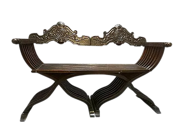 Renaissance revival bench in carved wood, late 19th century