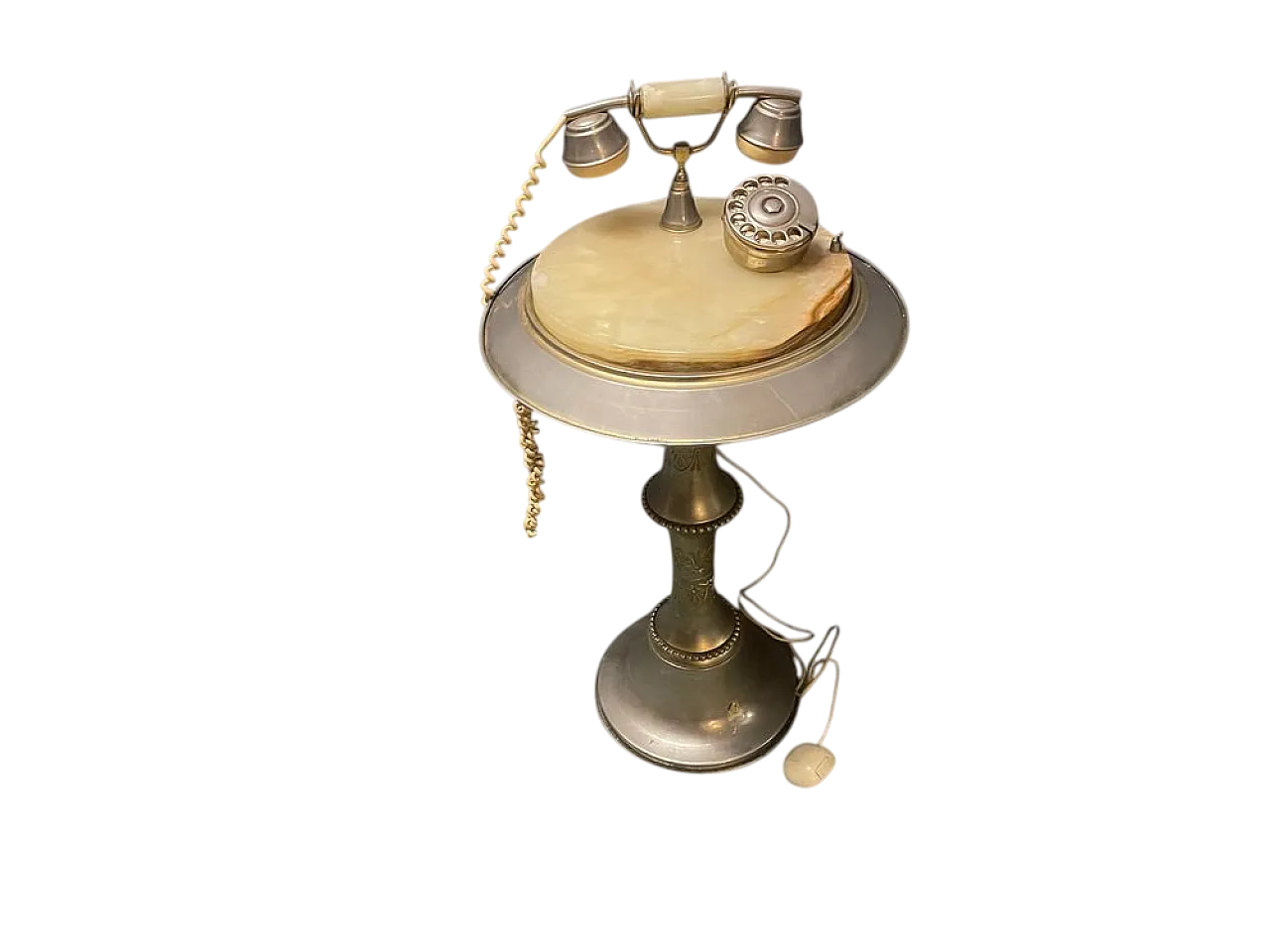 Marble and brass coffee table with rotating dial, 1950s 11