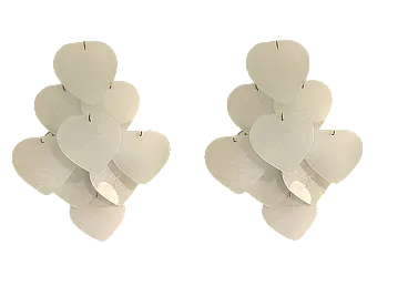 Coppia di applique a forma di cuore in vetro, anni '80