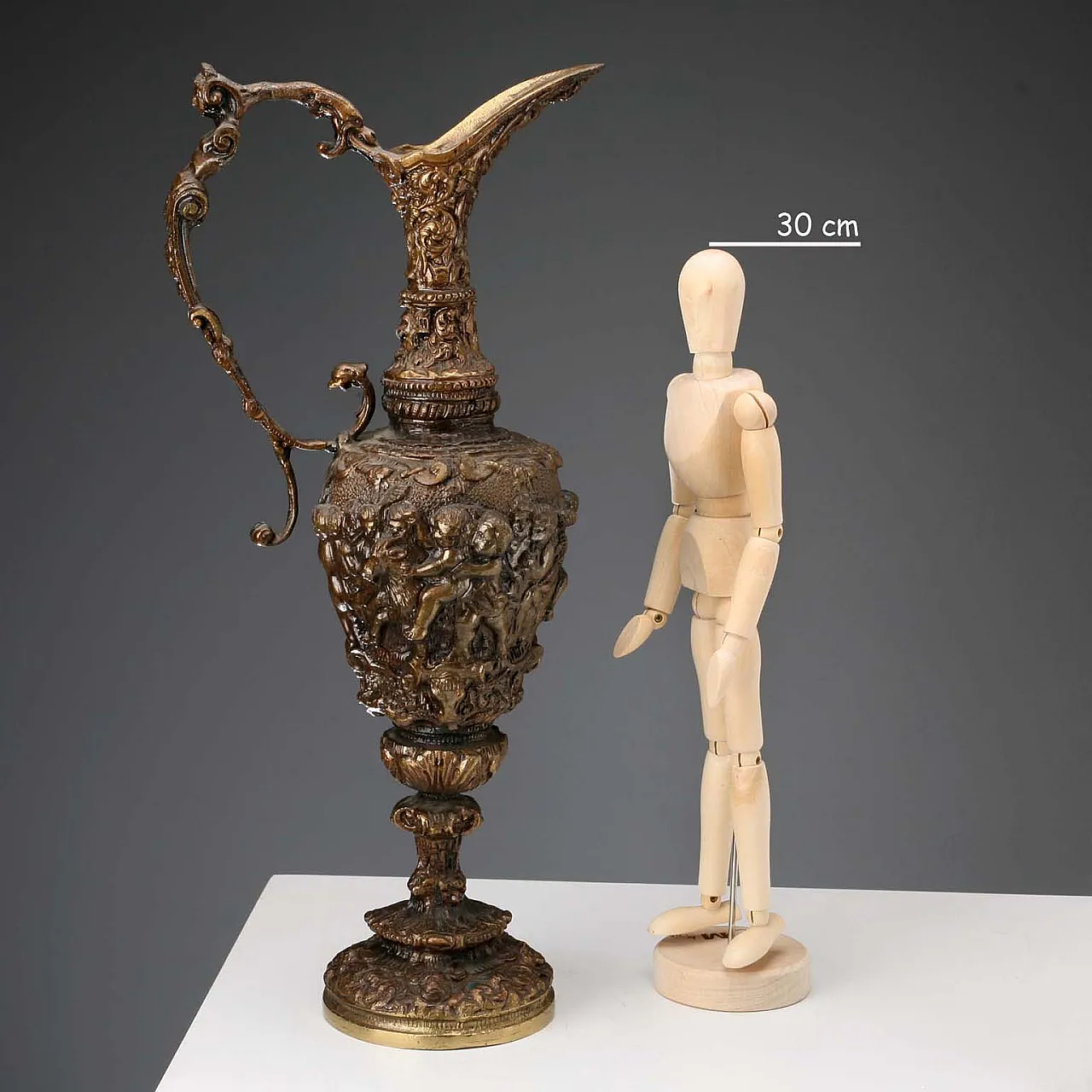 Bronze jug carved in bas-relief, 20th century 2