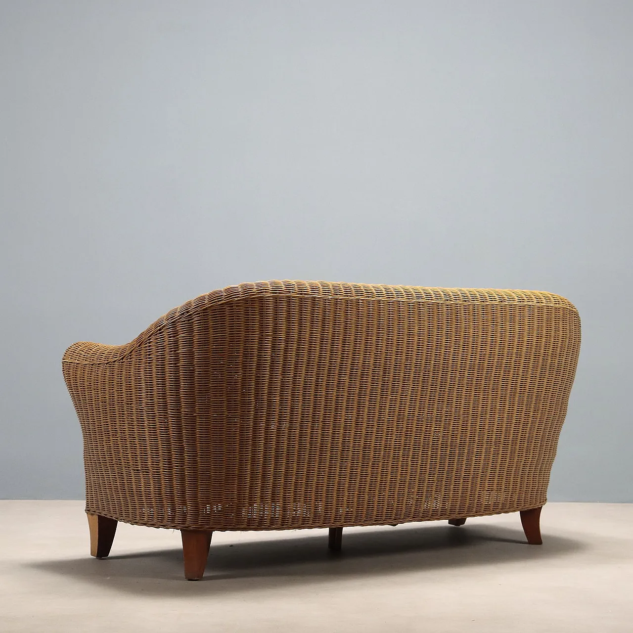 Divano in vimini con cuscino bianco, '900 8