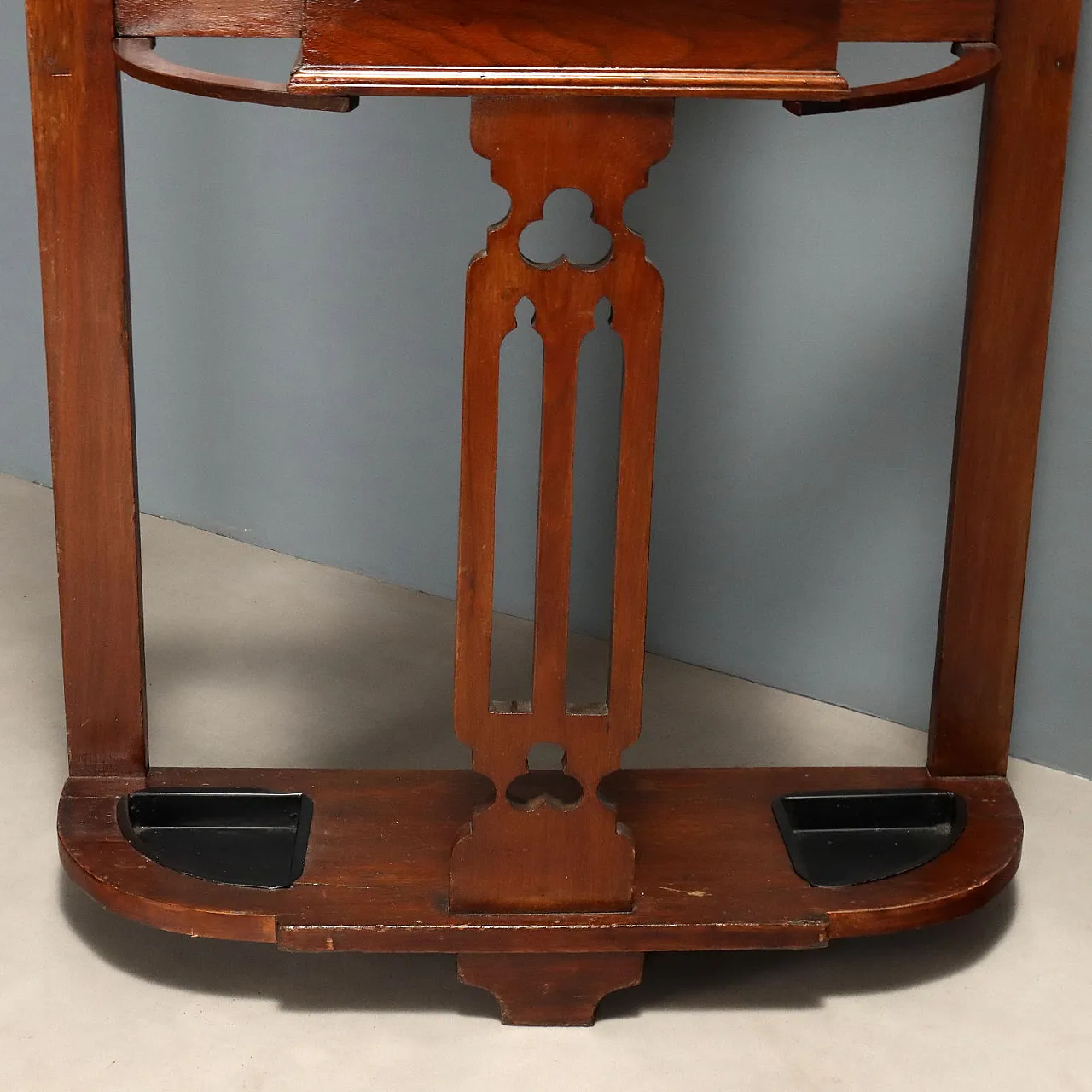 Appendiabiti in stile liberty in mogano con specchio, primo '900 7