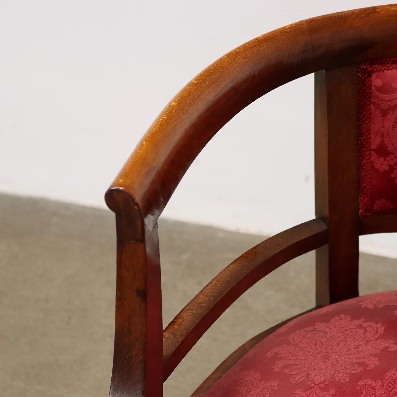 Pair of beech gondola armchairs with ottoman, 19th century 4