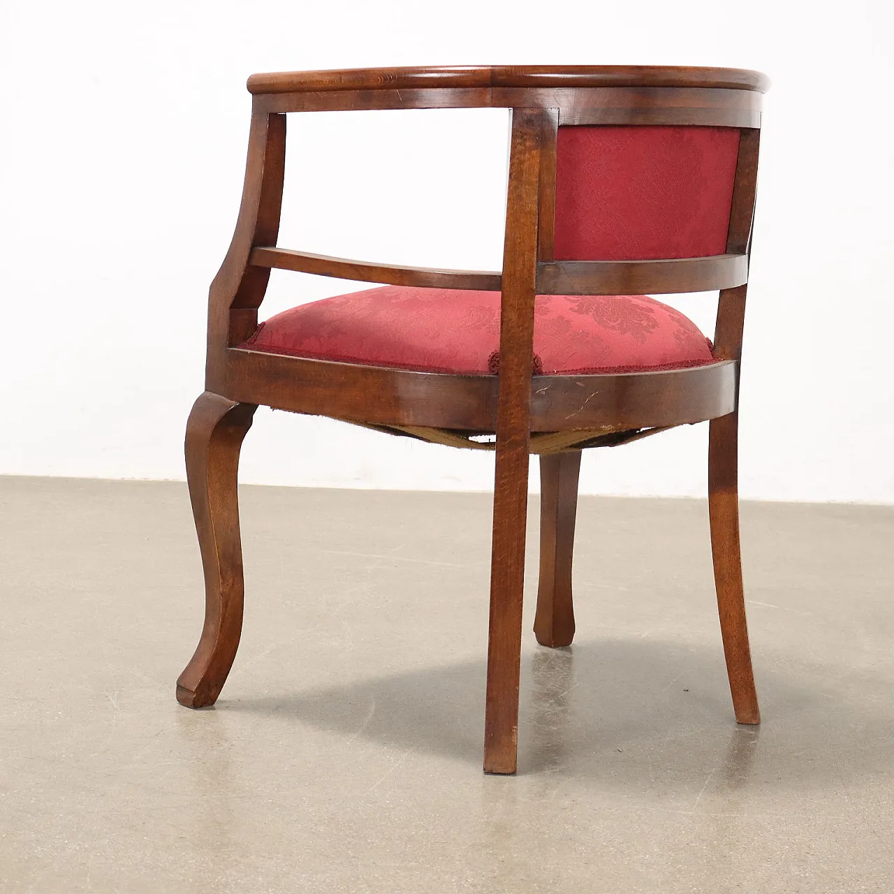 Pair of beech gondola armchairs with ottoman, 19th century 7