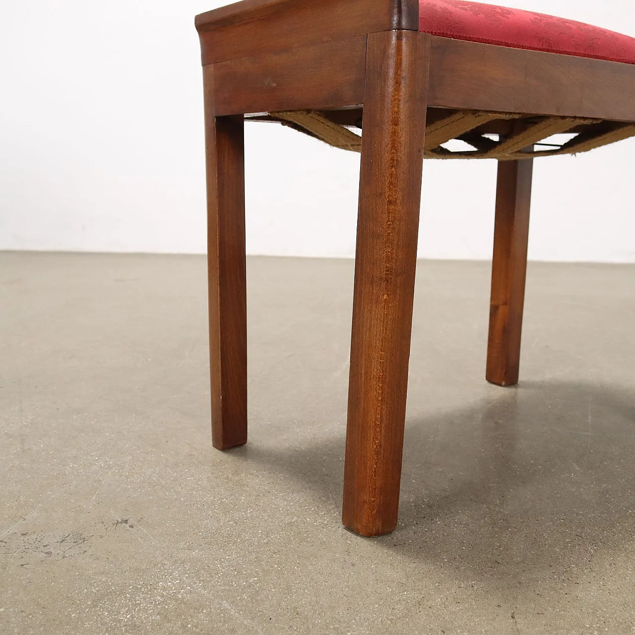 Pair of beech gondola armchairs with ottoman, 19th century 9