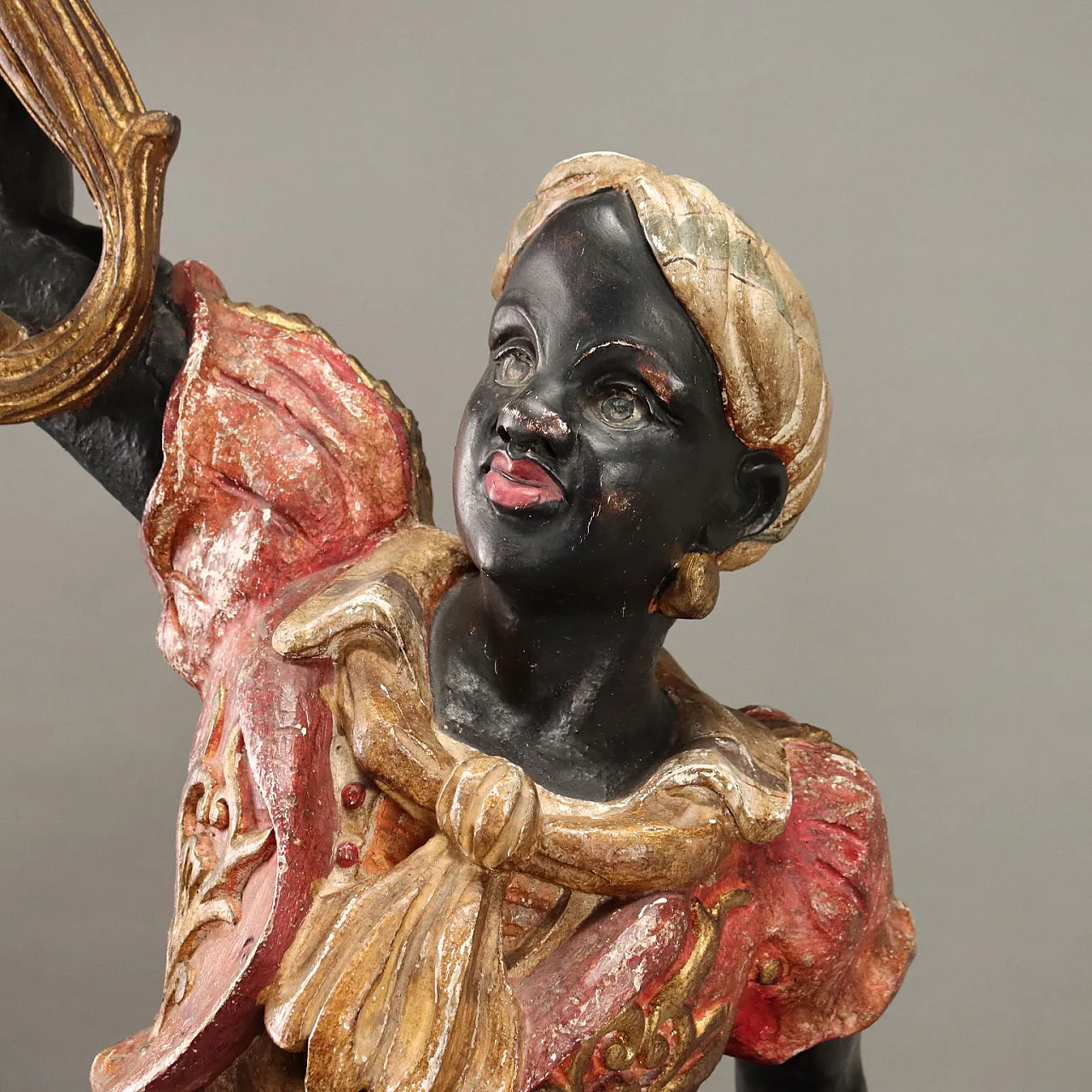 Carved wood and iron candelabra, 20th century 3