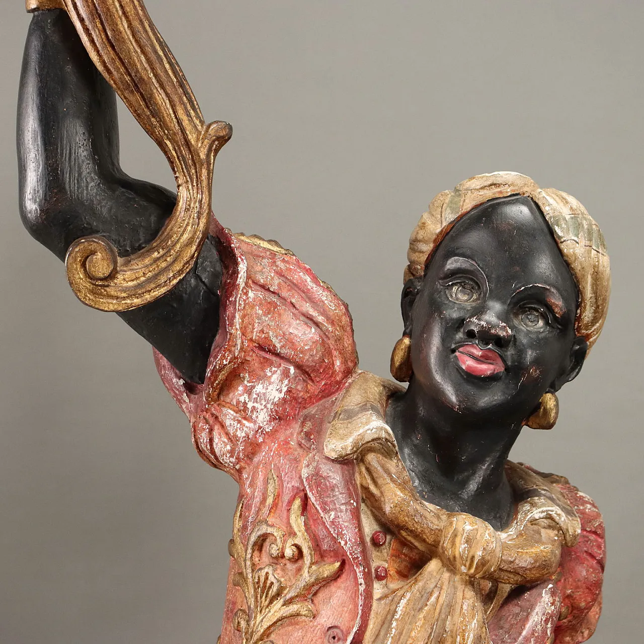 Carved wood and iron candelabra, 20th century 9