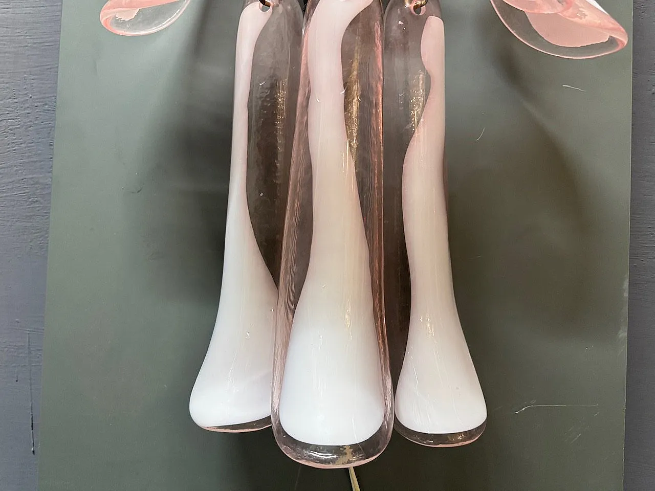 Large sconces with Murano glass feathers, 1970s, set of 2 10