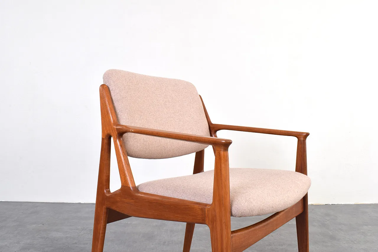 Teak & Wool Ella Armchair by Arne Vodder for Vamo Sønderborg, 1960s 8