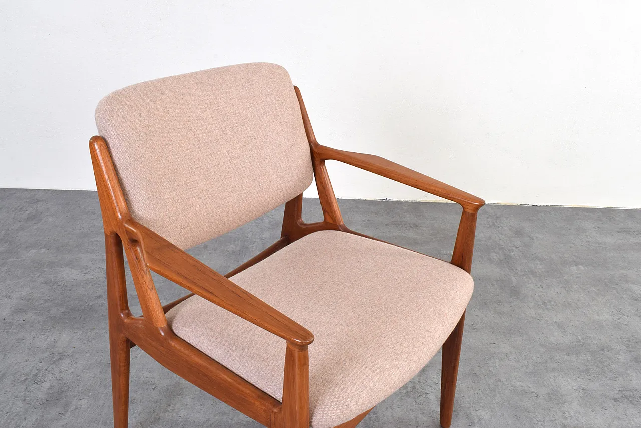 Teak & Wool Ella Armchair by Arne Vodder for Vamo Sønderborg, 1960s 9