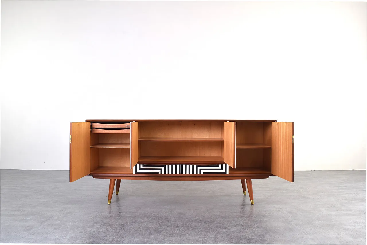 Op-Art Hand-Painted Sideboard Sideboard from Sven Andersen, 70s 2