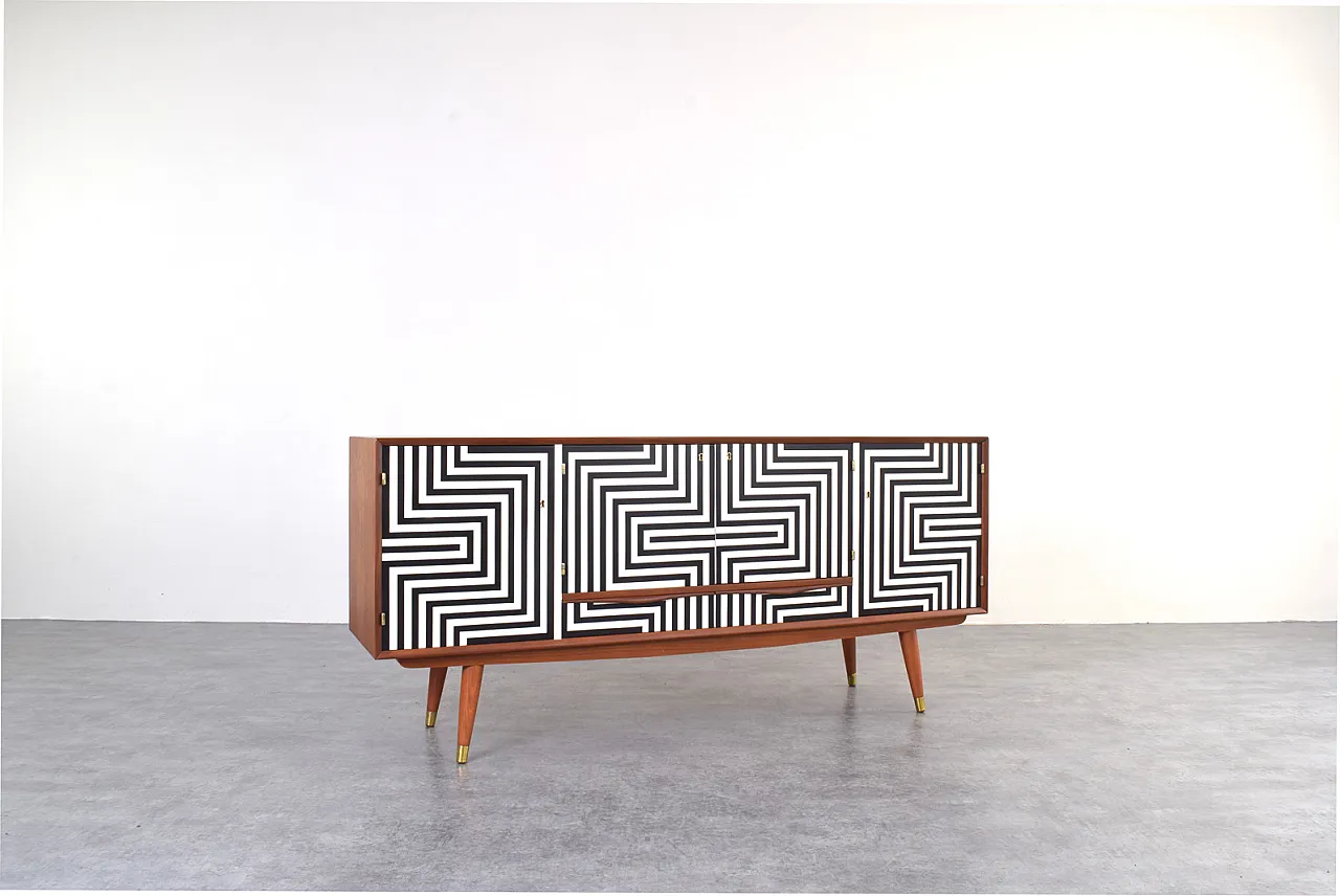 Op-Art Hand-Painted Sideboard Sideboard from Sven Andersen, 70s 3