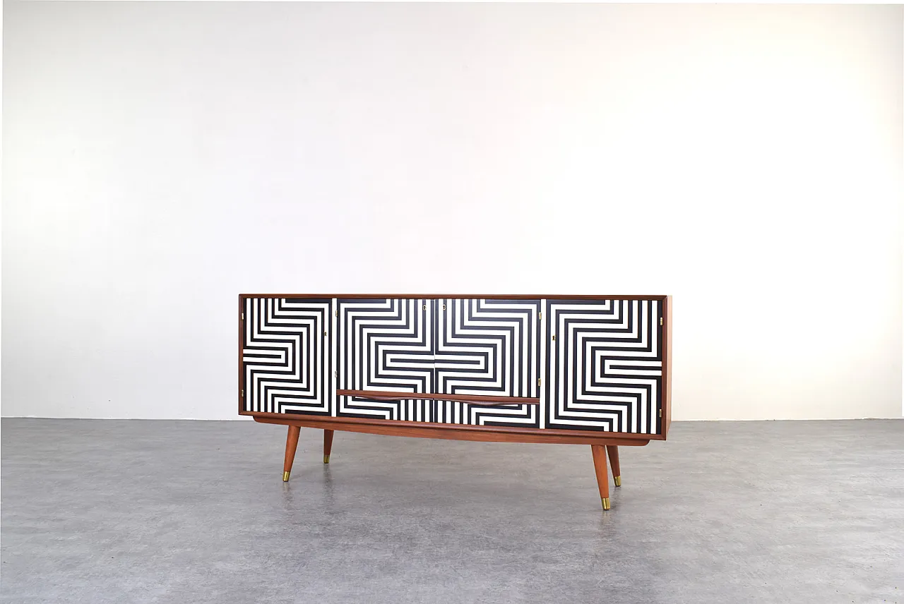 Op-Art Hand-Painted Sideboard Sideboard from Sven Andersen, 70s 4