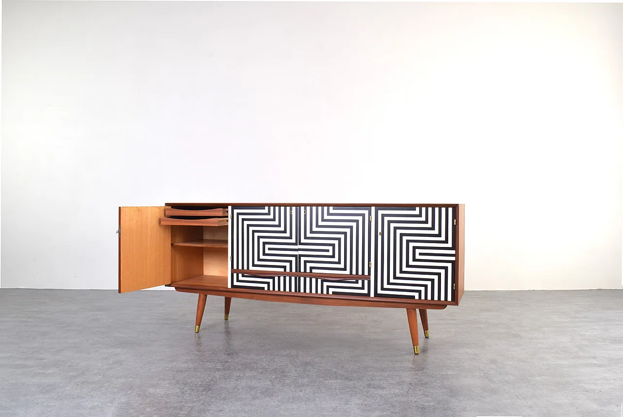 Op-Art Hand-Painted Sideboard Sideboard from Sven Andersen, 70s 5