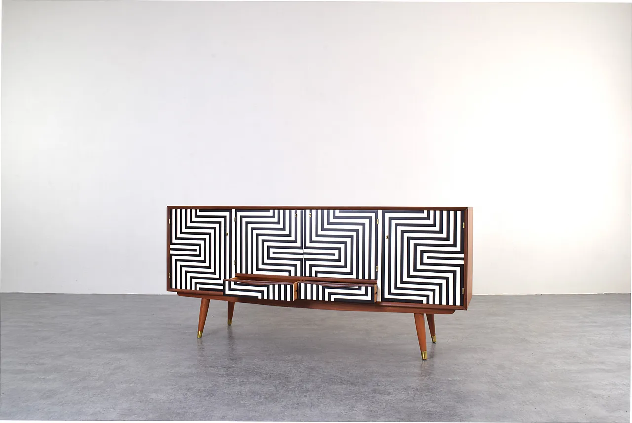 Op-Art Hand-Painted Sideboard Sideboard from Sven Andersen, 70s 6