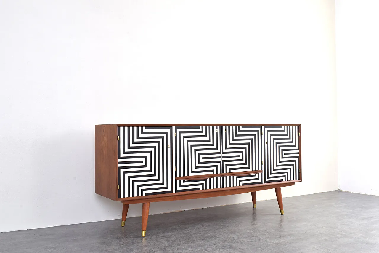 Op-Art Hand-Painted Sideboard Sideboard from Sven Andersen, 70s 9