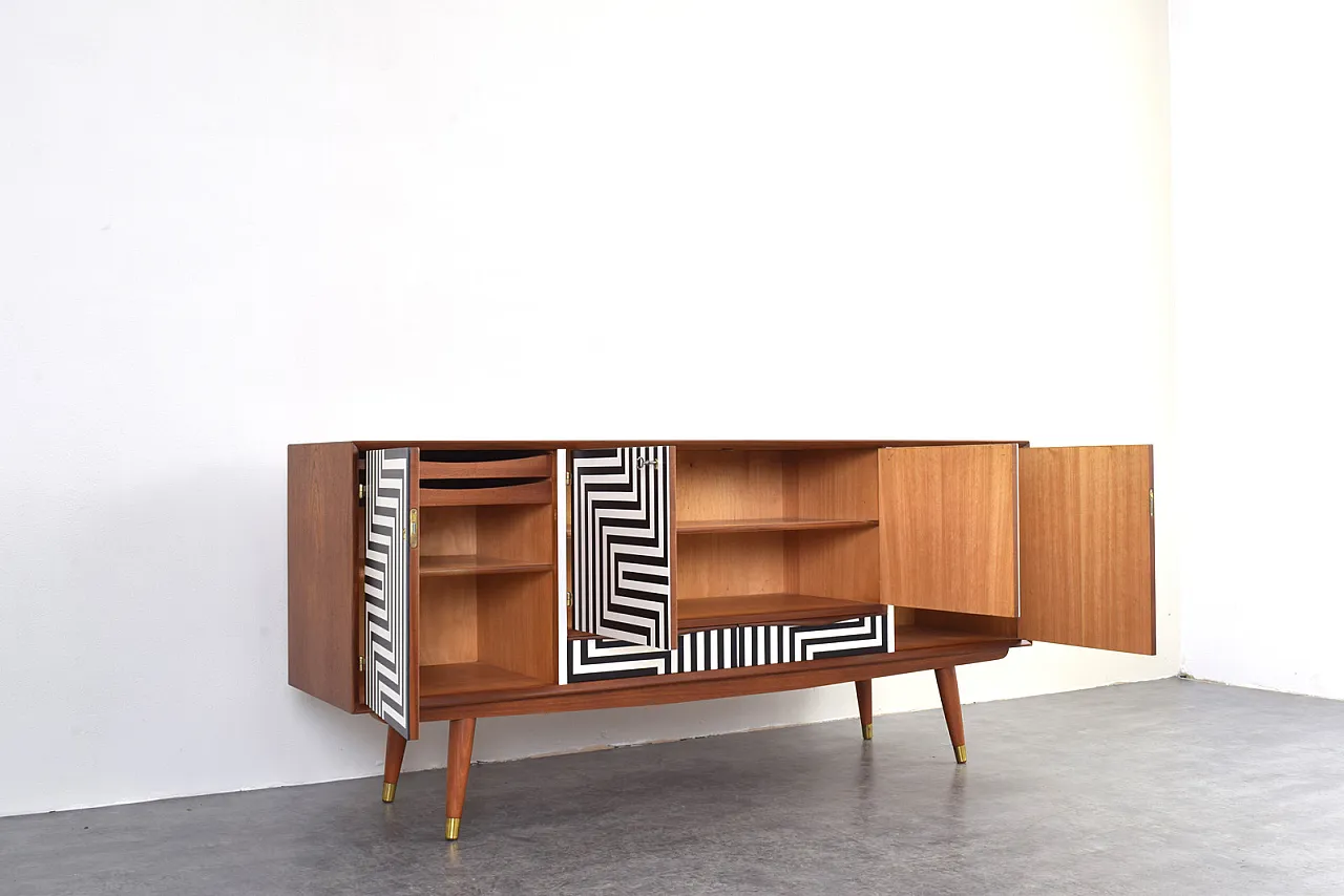 Op-Art Hand-Painted Sideboard Sideboard from Sven Andersen, 70s 10