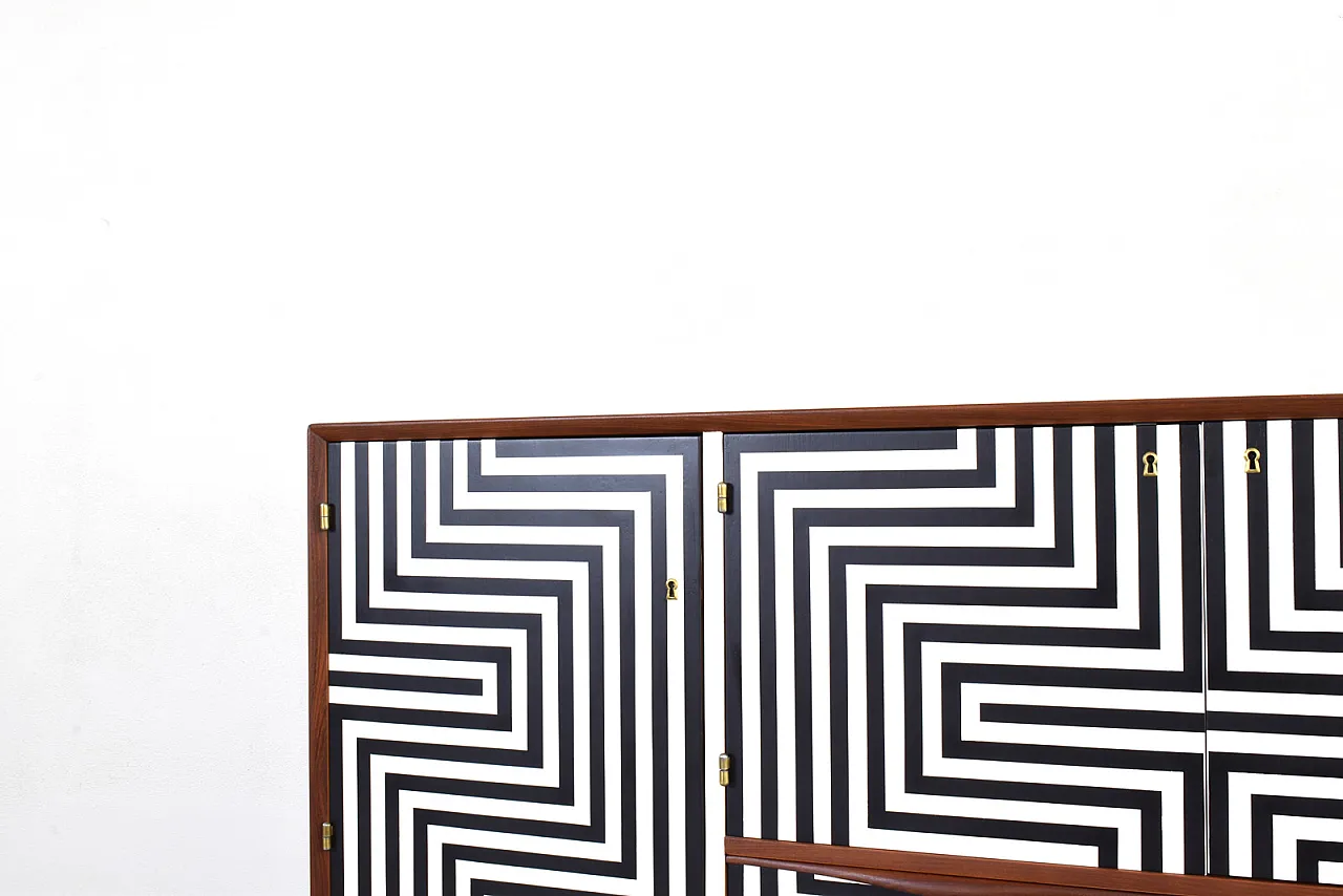 Op-Art Hand-Painted Sideboard Sideboard from Sven Andersen, 70s 13