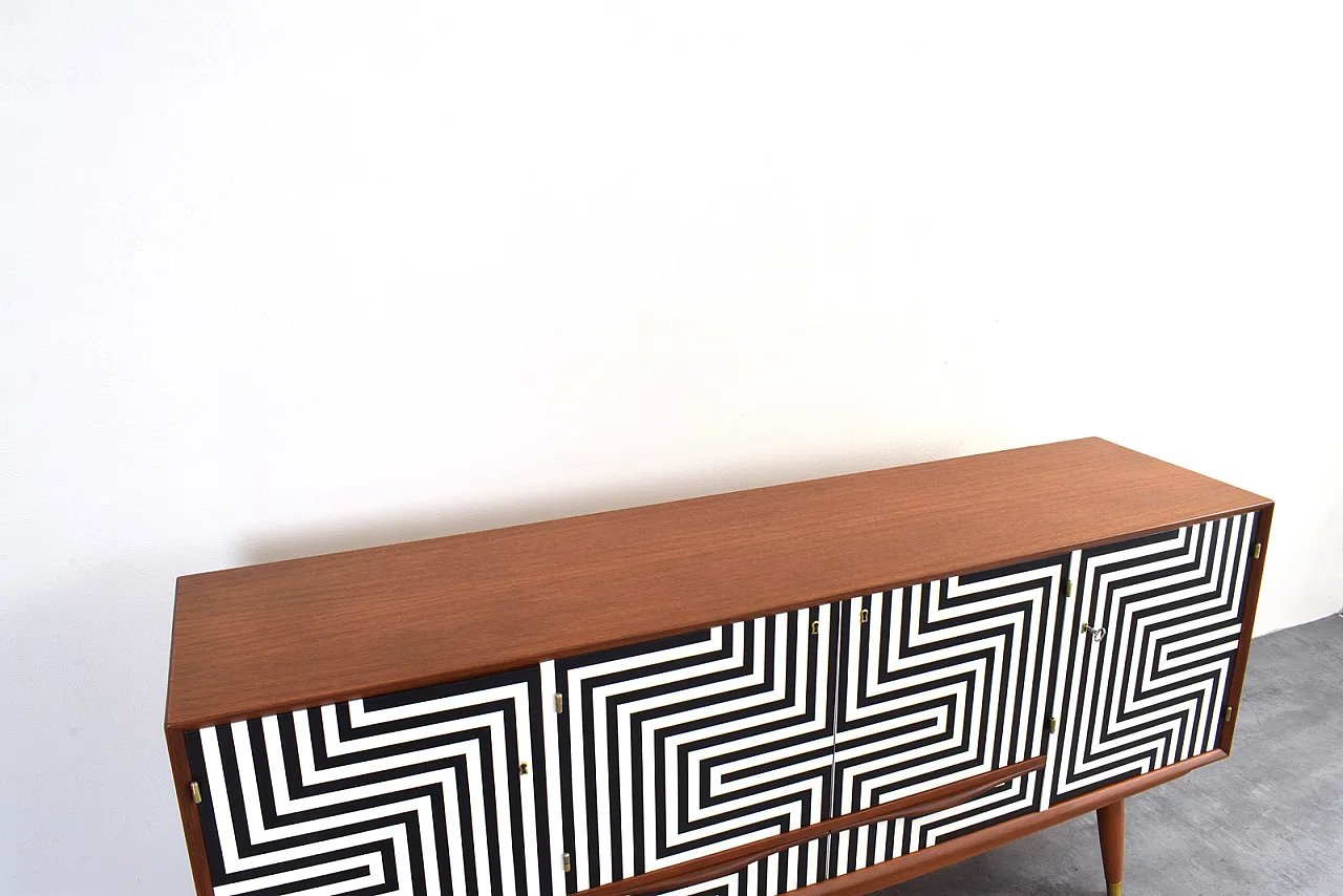 Op-Art Hand-Painted Sideboard Sideboard from Sven Andersen, 70s 16