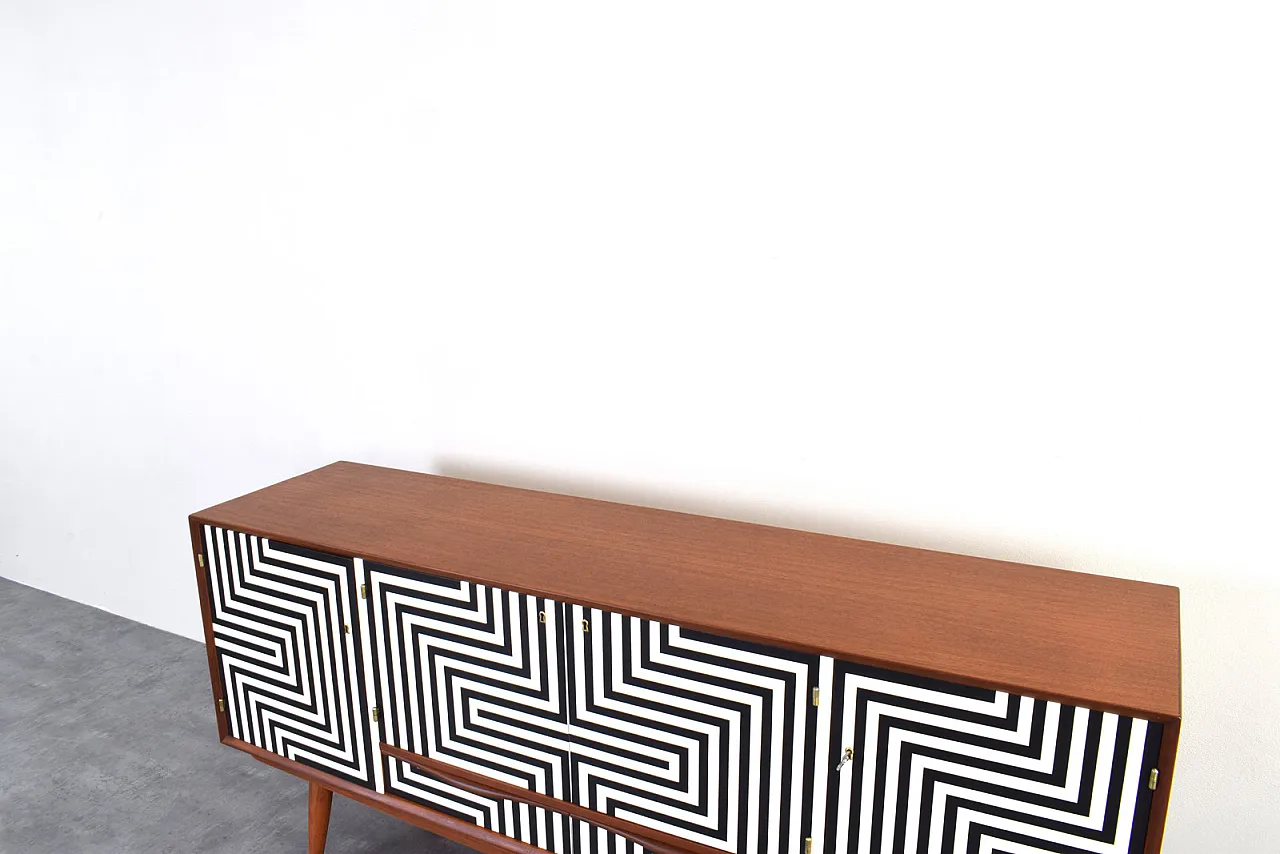 Op-Art Hand-Painted Sideboard Sideboard from Sven Andersen, 70s 17