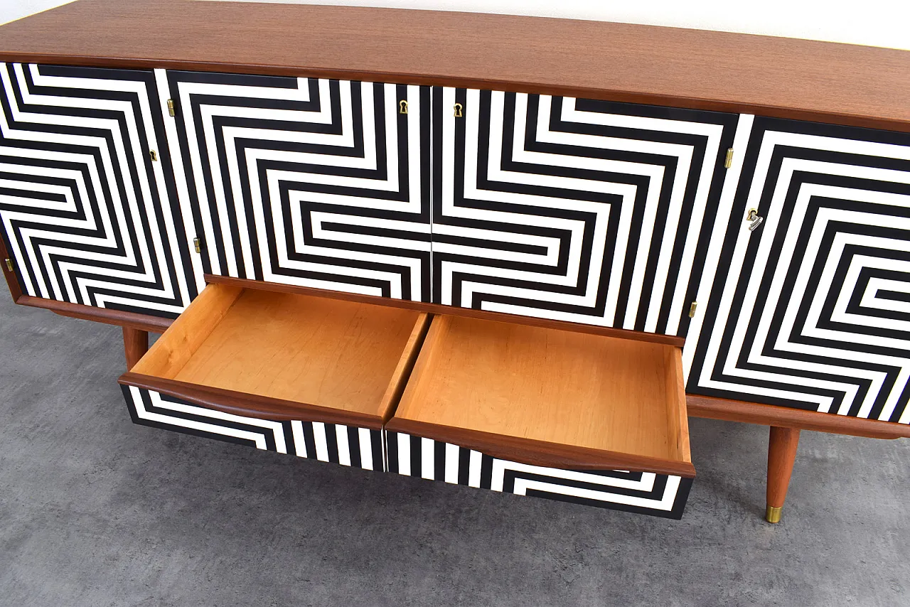 Op-Art Hand-Painted Sideboard Sideboard from Sven Andersen, 70s 18