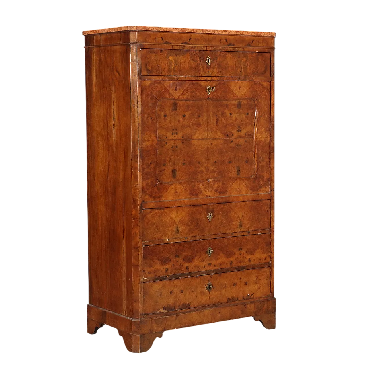 Secretaire Biedermeier in radica di noce, metà '800 11