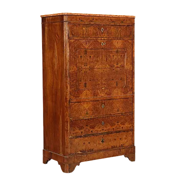 Secretaire Biedermeier in radica di noce, metà '800