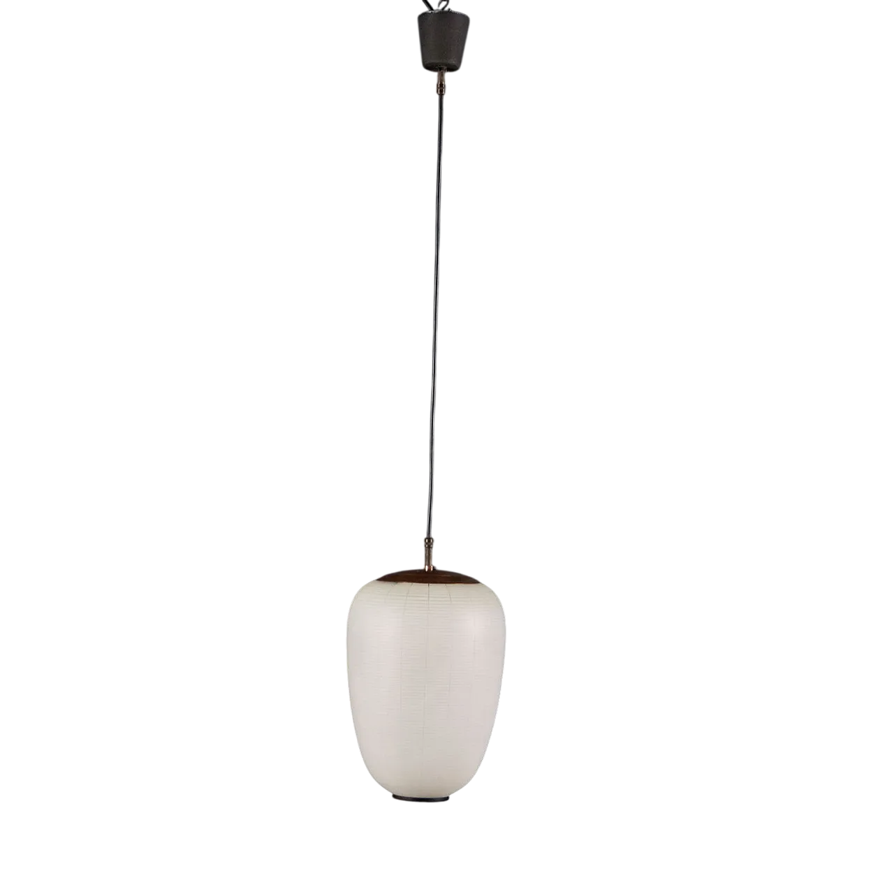Lampadario con struttura in metallo e diffusore in vetro, '900 8